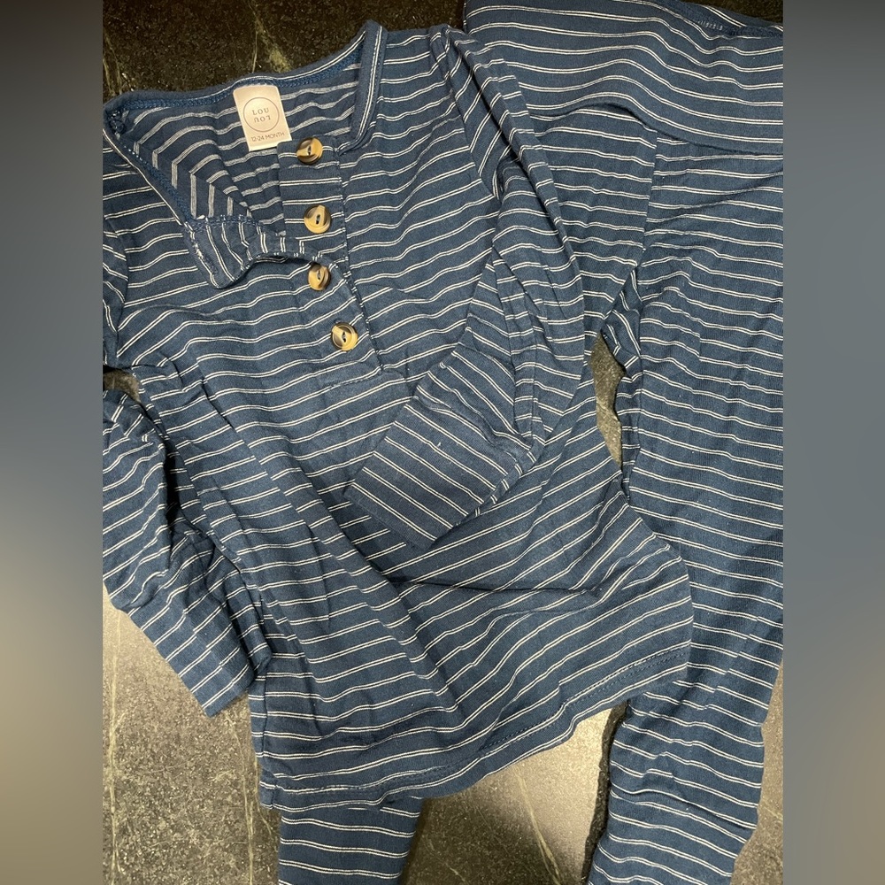 Lou Lou and Company Size 12-24 Months 2 Piece Hank Pajama set in Navy Blue